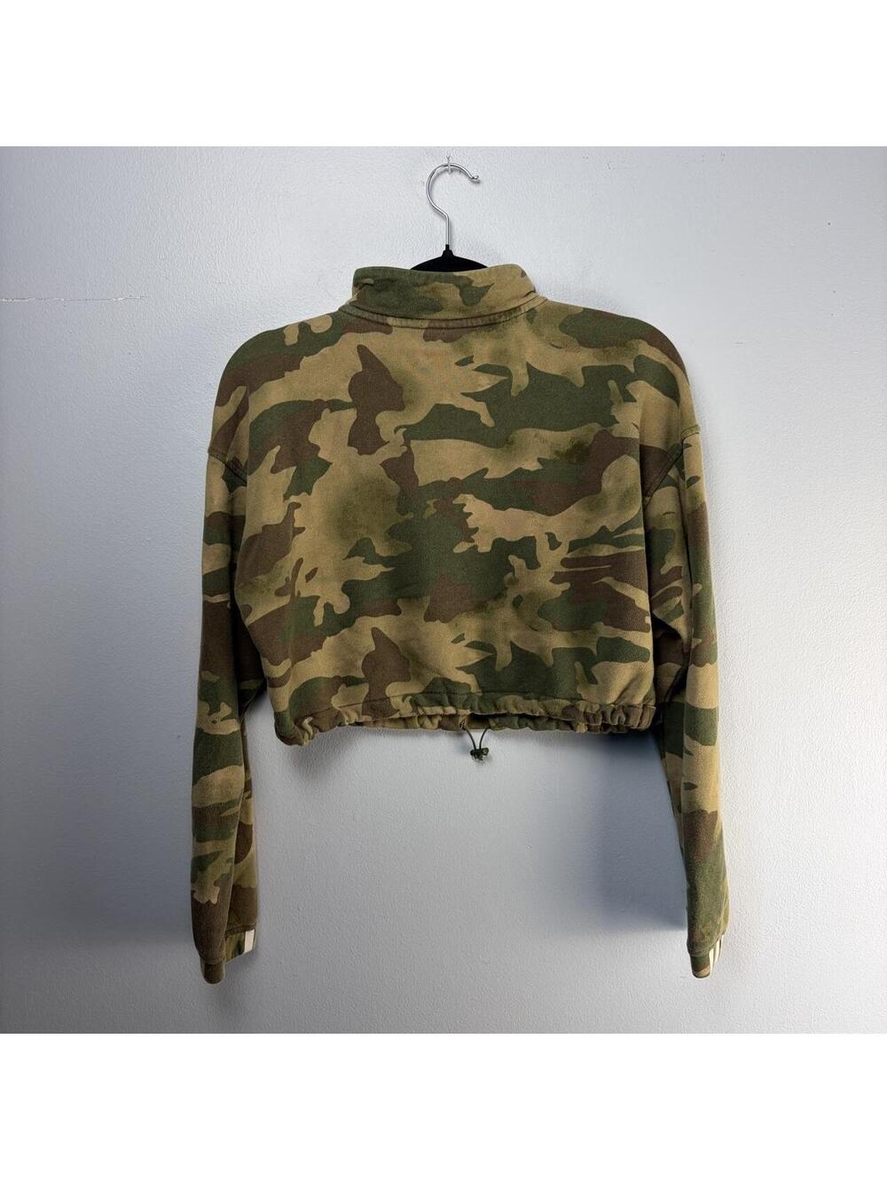 Adidas Originals Camo Cropped Quarter Zip Sweatshirt S - Picture 2 of 8